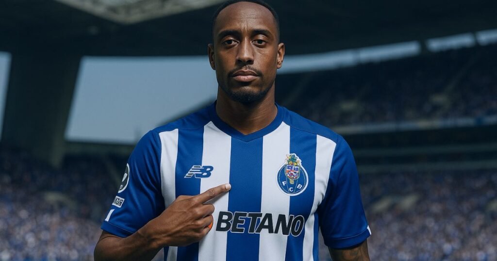 Pablo Rosario apresentado com a camisola oficial do FC Porto 2025/26 no Estádio do Dragão