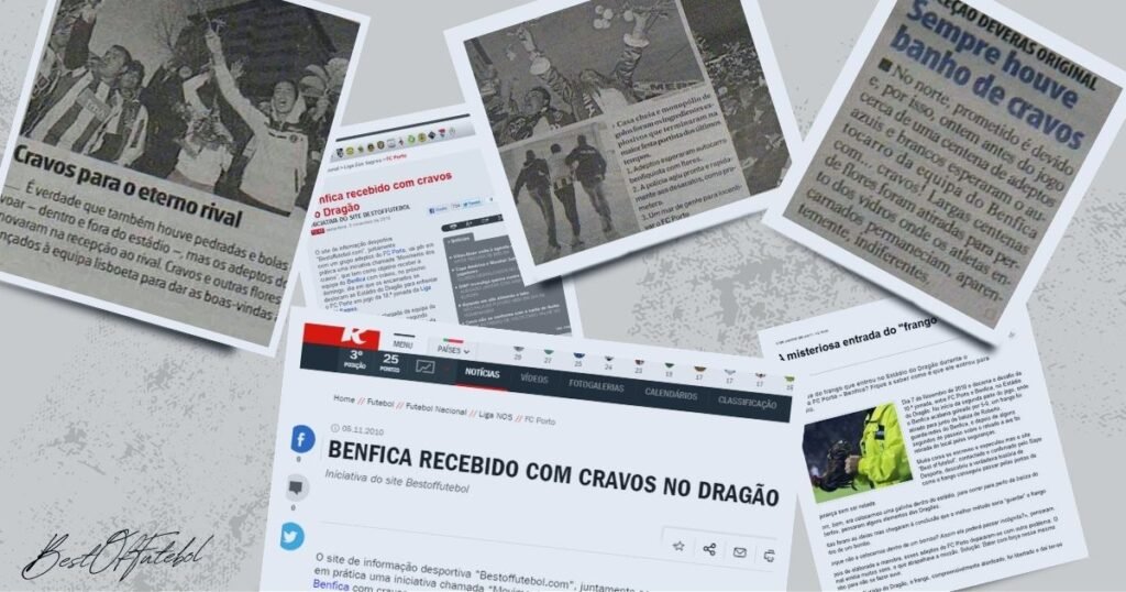 Recortes de jornais com notícias sobre o Movimento dos Cravos promovido pelo BestOfFutebol.